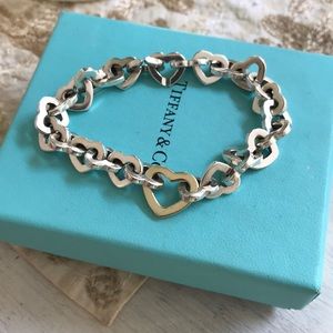 Tiffany & Co. silver and gold heart link bracelet